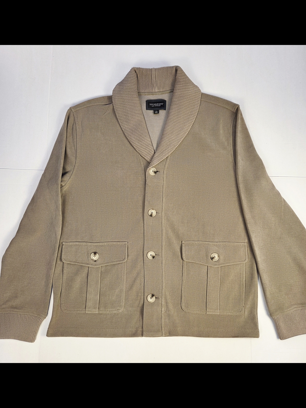 Liverpool Men's Shawl-Collar Button Jacket in Taupe